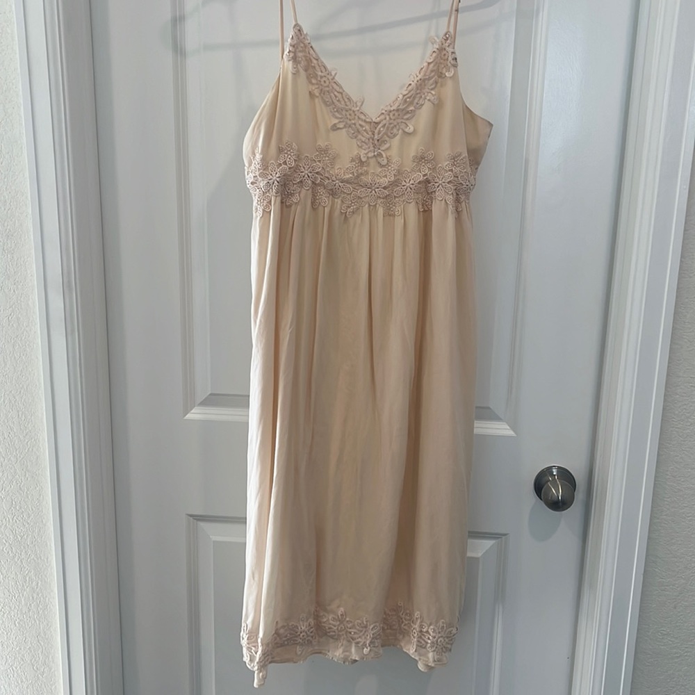 Peach calf length babydoll dress